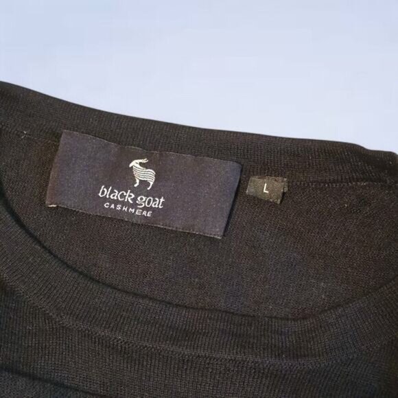 Black Goat Cashmere | Cashmere Silk Blend Long Sleeve Black Dress - Size Large - Picture 4 of 9